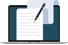 PCと紙とペンのイメージ画像